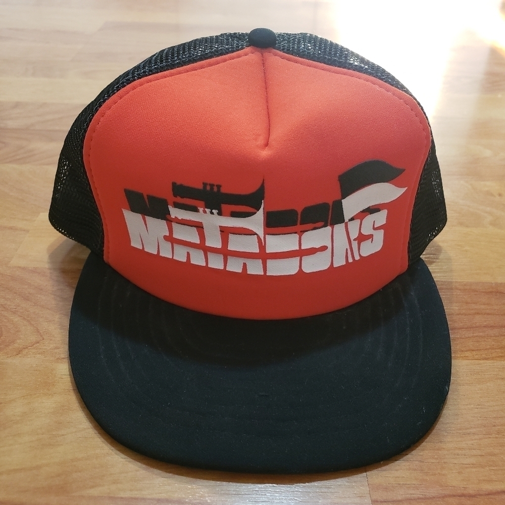 Vtg Matadors Snapback Trucker Hat Black And Red Snapback Hat OSFA Trucker Hat - Picture 1 of 13
